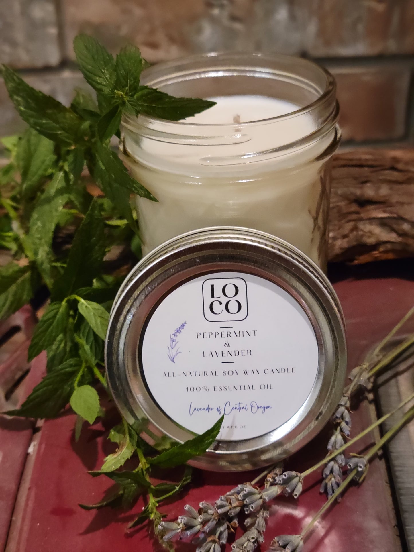 Peppermint and Lavender Essential Oil Soy Wax Candle